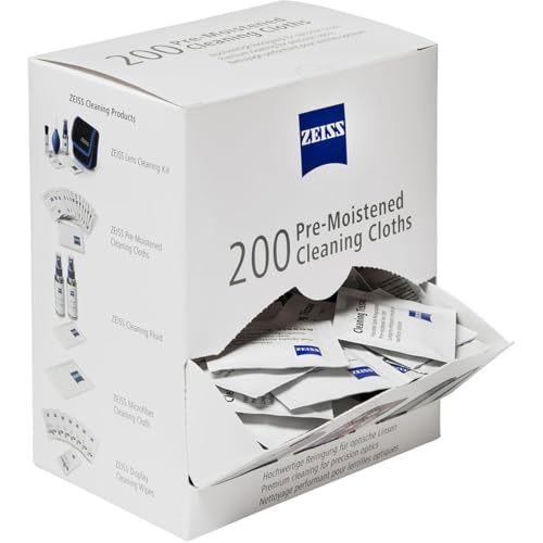 Zeiss Pre-Moistened Cleaning Cloth for Camera Lenses, Binoculars and Scopes, Box of 200