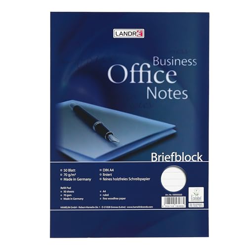 herlitz Briefblock A4, liniert ohne Rand, 50 Blatt, 70 g/m², kopfgeleimt, 10 Stück