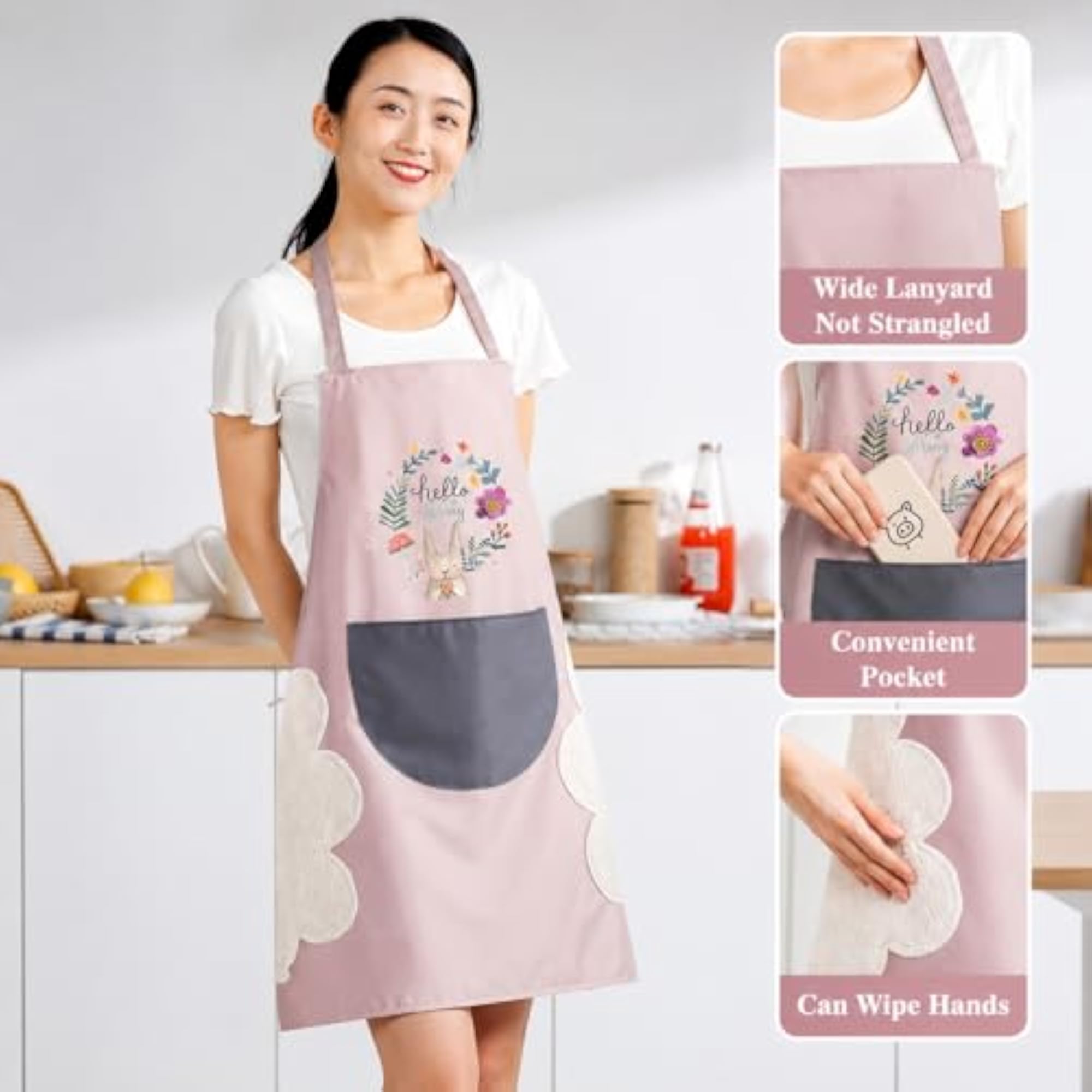 Waterproof Kitchen Apron with Big Front Pocket