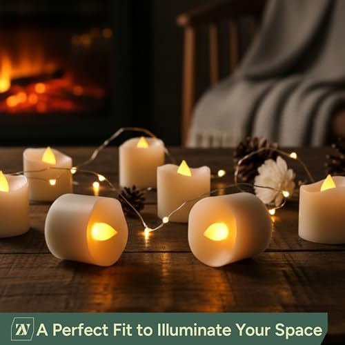 Velas de té con pilas (pack 24) blancas cálidas con efecto parpadeante LED 6