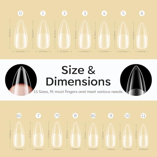 Image of Modelones Medium Stiletto Fake Nail Tips - 510Pcs Gel Tips Pre-shaped Half Matte Full Cover Clear Acrylic Gel Kit False Press on Nails for Extension DIY Salon 15Sizes