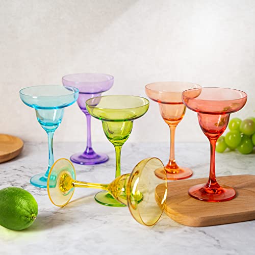 The Wine Savant Hand Blown Colorful Margarita & Martini Glass (Set Of 6) – Fancy 7.4Oz Luxury Hand Blown For Cocktails, Water, Wine, Juice, & Champagne Glasses Cinco De Mayo Large Party, Set Of 6 #TOP3