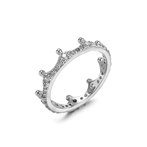 JerMrasra 925 Sterling Silver Crown-Shape Stackable Rings Rose Gold Engagement Ring Wedding Band Rings for Women（White 10）