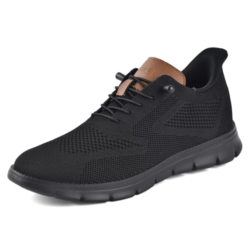 SITAILE Slip On Casual Dress Shoes Arch Support Comfortable Slip in Shoes for Men Hands Free Lightweight Breathable Lace Up Oxford Sneakers for Walking Business Tennis with Soft Sole