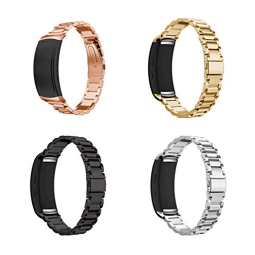 Hemobllo Pulseira compatível com Samsung Gear Fit 2 – Pulseira de substituição de aço inoxidável par