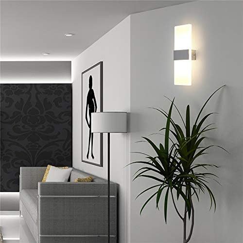 Glighone LED Wall Lights Indoor Dimmable Wall Wash Light 12W Up Down Wall Lighting Modern Acrylic Wall Lamp for Bedroom Living Room Corridor, Warm White(2 Pack) [Energy Class A++]