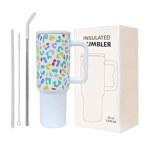 Image of Stainless Steel 1200 ml Vacuum Tumbler with Lid & Straw - Double‑Wall Insulated Cup for Travel, Gym & Office - Keeps Beverages Hot or Cold - 1.2 L Capacity (White Multi)