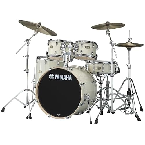 Yamaha Stage Custom Birch 5pc Drum Shell Pack With a 22" Kick Drum and 14” Snare Drum in Classic White For Students and Working Drummers (SBP2F50CLW)