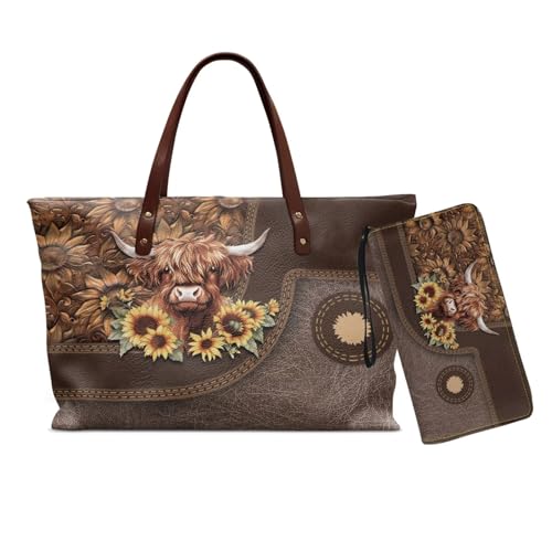 Set de bolso grande y cartera para mujer en PU cuero miniatura 1
