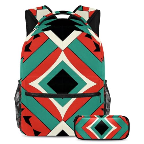 Cartables motif drapeau artistique avec trousse - Lot de 2 sacs à dos de grande capacité taille Large