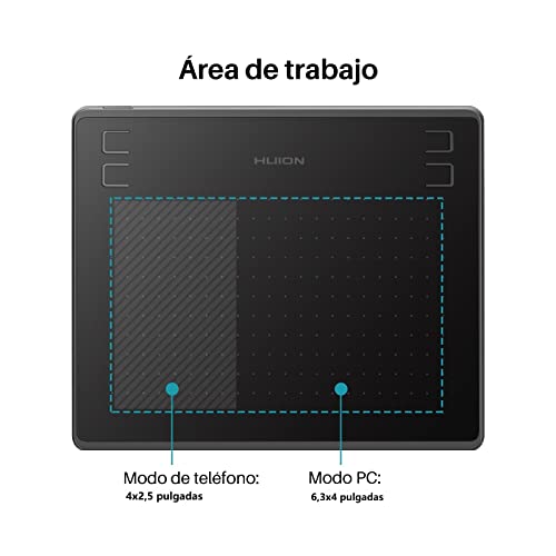 HUION HS64 Tableta Gráfica de Dibujo, con Stylus PW100 sin Batería, 4 Teclas Express Personalizadas para Principiantes, Tableta con Lápiz de 6,3 × 4 Pulgadas para Mac, PC con Windows y Android - imagen 5
