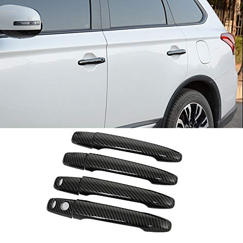 Carbon Fiber Print Exterior Door Handle Covers Trim Accessories for Mitsubishi Lancer Evolution X Outlander Sport ASX (with Keyless Holes)