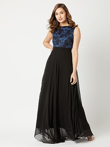 Image of Miss Chase Women's Round Neck Cap Sleeves Lace Knee -Long Skater Dress