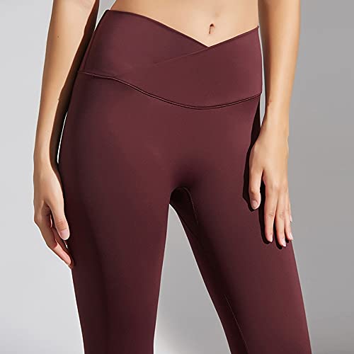 Leggings fitness pantalones de yoga transpirables con cintura cruzada elástica de color negro 2