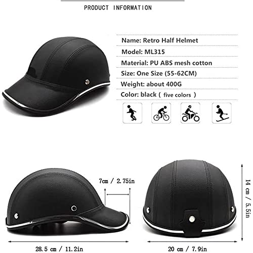 Retro Bike Helmet For Aduits, Summer Leather Half Helmet Vintage Open Face Baseball Cap Helmet For Street Bike Cruiser Moped Helmet, Dot Approved -Orange-55-62Cm #TOP2