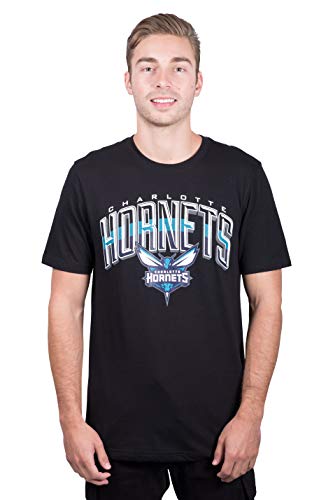Ultra Game NBA Charlotte Hornets Mens Arched Plexi Short Sleeve Tee Shirt, Black, Medium