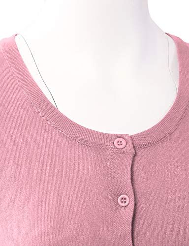 Allsense Women's Long Sleeve Button Down Lightweight Crewneck Knit Cardigan Sweater L Dusty Pink #TOP3