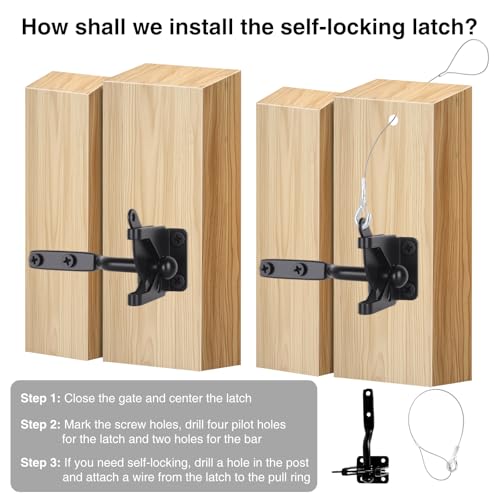 Image of Anti Sag Gate Frame Kit Heavy Duty Gate Corner Brace Bracket with a Self-Locking Gate Latch Gate Kits for Wooden Fence Garden Wooden Driveway Gates Shed Doors Corral Gates 2 Sets
