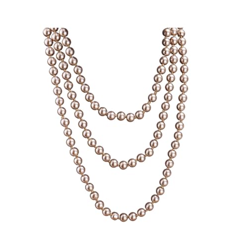 Retro Vintage Pearls Necklace - Long Layered Imitation Pearls Strand Costume Jewelry for Women & Girls