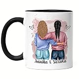 Kiddle-Design Beste Freundin Tasse Schwarz Personalisiert Name Geschenk Freundschaft Geburtstag Best Friend Freundinnen-Geschenk selbst gestalten