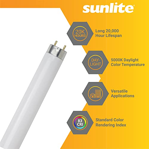 Sunlite 30199 T8 Linear Fluorescent Lamp, 32 Watts, 3100 Lumens, F32T8/Sp850, 5000K Daylight, Medium G13 Bi Pin Base, High Performance Straight Tube, 30 Pack #TOP2