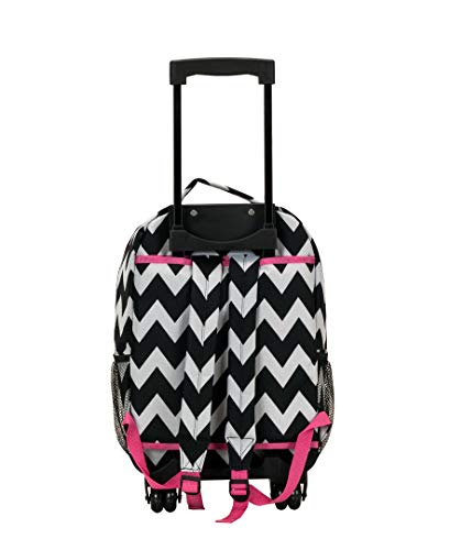 Image of Rockland Double Handle 17 inch Rolling Backpack, Pink Chevron