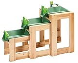 ToyToyToy Wasserbahn 3 teilige Wasserstraße mit Holzgestell Wasserhahn Schleusen Schlauchanschluss