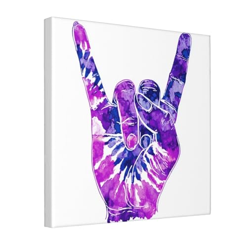 Lienzo decorativo para pared Woshuwo de gesto de amor morado, 30x30 cm enmarcado para dormitorio
