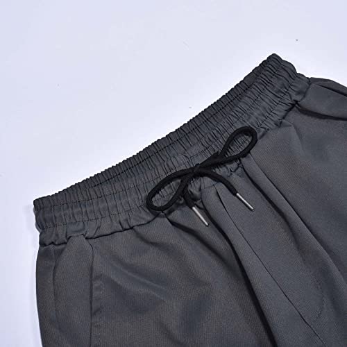 Men's High Waist Drawstring Solid Cinch Bottom Cargo Pants Multi Pockets Streetwear Relaxed Fit Tapered Joggers4