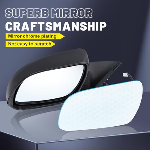 YBMYSJK Driver Side Power Door Mirror Compatible with Toyota Highlander 2008 2009 2010 2011 2012 2013, with Heated Manual Folding W/o Turn Signal Light Black 5 Pin by YBMYSJK - Used condition - Image 4