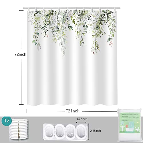 Natu2Eco Spring Shower Curtains For Bathroom, Light Green Leaf Bathroom Shower Curtain Sets With 12 White Hooks Hotel Fabric 72X72 Inches #TOP4
