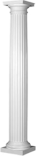 Ekena Millwork 10"Dia. x 8'H Endura-Stone Fluted Column, Round Shaft (FRP) w/True Entasis Taper, Tuscan Base & Tuscan Capital, Plan Type D - Split in 1/2 for Pilasters