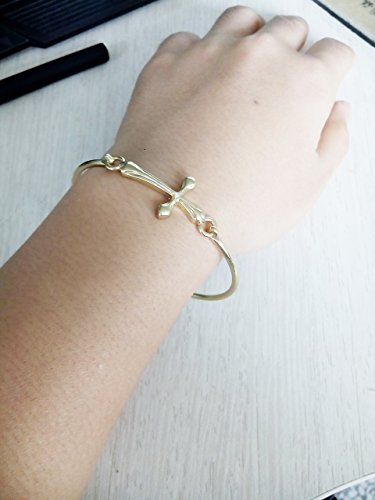 Image of 10K Gold Rose Gold Silver Plated Sideways Cross Wrap Buckle Bangle Bracelet