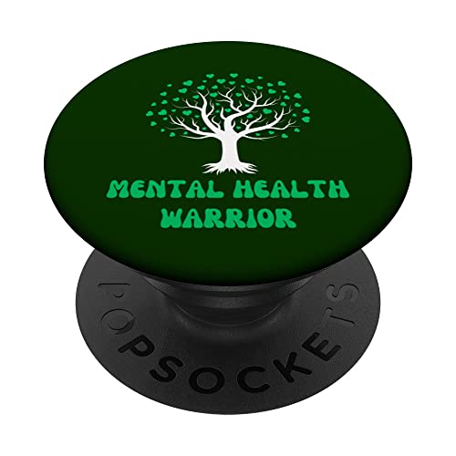 Guerrero de la salud mental Groovy Tree Heart Funny MH Awareness PopSockets PopGrip Intercambiable