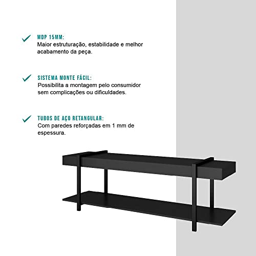 Rack para Tv Habitat Preto e Tubos Pretos Carraro
