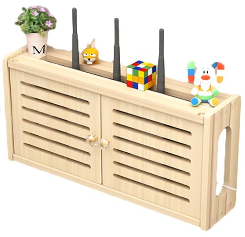 Caja De Almacenamiento para Enrutador Y MóDem, Gabinete WiFi De Madera Multicapa, Estante para Cable De Decodificador(B/24 * 48 * 11.5cm)
