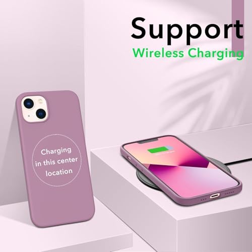 Image of NAFS Silicon Case Compatible with iPhone 15 | Camera Protect Microfiber Lining Cover | iPhone 15 case Cover (Lilac Purple)