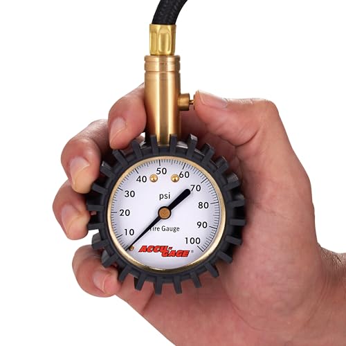 Image of Accu-Gage H100X Professional Tire Pressure Gauge with Protective Rubber Guard (100 PSI)