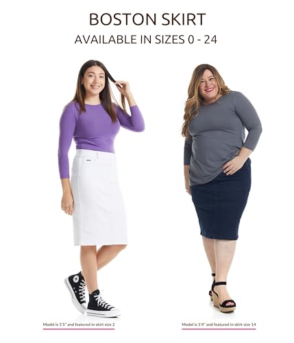 ESTEEZ Straight Knee Length Stretch Denim Jean Skirt for Women Size 0-24 Plus Size - Boston4