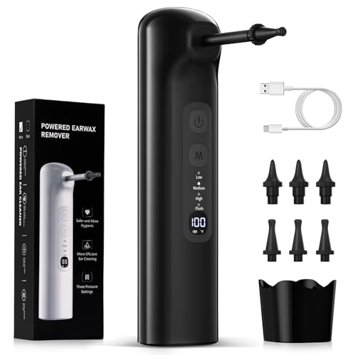 Ohrenschmalz Entferner,HassoKon Ohrenreiniger für Erwachsene,Elektrischer Ohrreiniger Mensch,Ohrenspülung für den Heimgebrauch,Wiederaufladbar Ohrendusche für Erwachsene Kinder