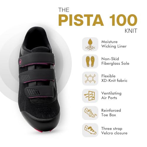 Tommaso Pista 100 SPD & Peloton Shoes for Women—2 in 1—Road & Indoor Cycling Shoes for Both Delta & SPD Cleats—Peloton Road Bike Accessories—No Cleats— XD Knit—Pink—Size 10.5US—42EU - Thumbnail 3