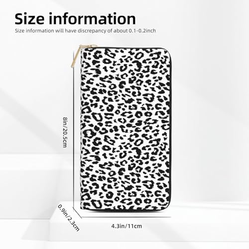 Leather Thin Slim Wallets for Women Men - Fashion Leopard Black White Texture Print Card Wallet Holder with Zipper2