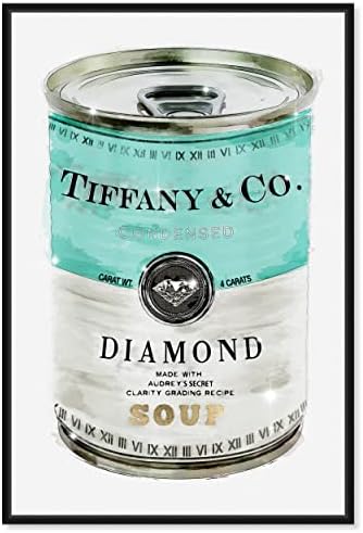 The Oliver Gal Artist Co. Fashion and Glam Wall Art Canvas Priceless Soup Can framed-prints, 10 in x 15 in, Blue, White