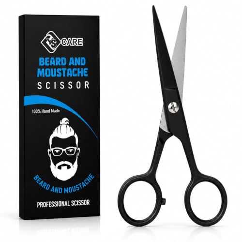 YSCARE Ciseaux à Barbe et Moustache de Qualité Supérieure - Coiffeur Professionnel Extra Pointus en Acier Inoxydable (4.5")