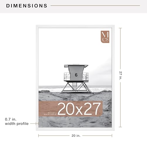 Image of MCS Foundation 20x27 Poster Frame Traditional White, Vertical & Horizontal Wall Hanging Large Picture Frame for Photos, Posters & Art Prints (1-Pack)