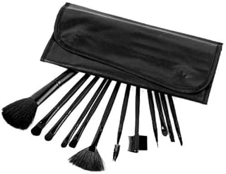 12 قطعة من فرش المكياج التجميلية للوجه ، مجموعة فرش المكياج ، حقيبة جلدية سوداء