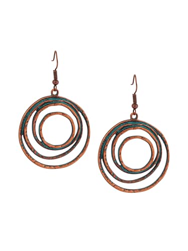 MINACHI Vintage Boho Multiple Layered O Ring Dangle Drop Earrings, Bohemian Statement Jewelry Gift for Women (1)