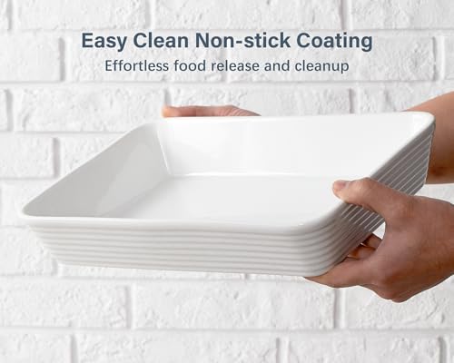 Onemore Ceramic Baking Dish, 9X13 Baking Pan Casserole Dish Large Rectangular Baking Dishes For Oven Deep Dish Lasagna Pan For Family Meals Ribbed White Bakeware For Roasting & Serving thumb #6