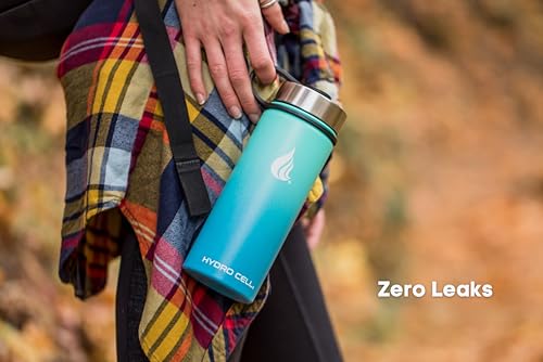 Image of HYDRO CELL Stainless Steel Insulated Water Bottle with Straw - For Cold & Hot Drinks - Metal Vacuum Flask with Screw Cap and Modern Leakproof Sport Thermos for Adults (Teal /Blue 18oz)
