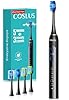 COSLUS C30 Electric Toothbrush for Adults: 3 Intensities & 5 Modes Customized for Effective Yet Gentle Ultra-Clean Feel, 2 Types of Heads for Gentle or Daily Care, Travel & Home Use, Black, 1PC